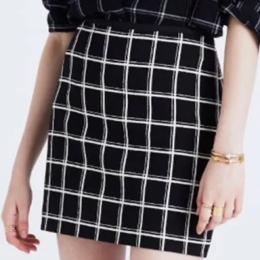 Madewell Black and White windowpane Mini Skirt